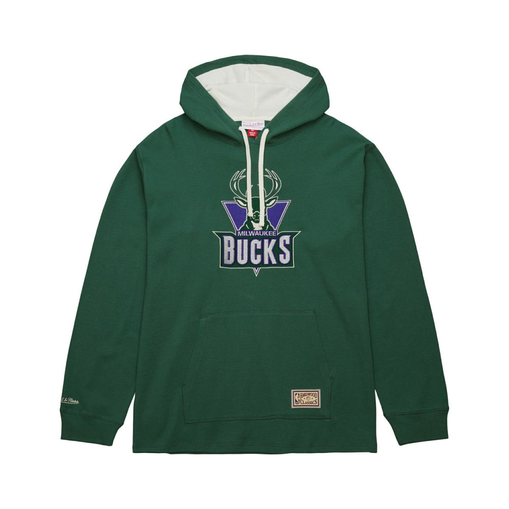 Mitchell & Ness Milwaukee Bucks Hardwood Classics Lightweight Thermal Pullover Hoodie Green
