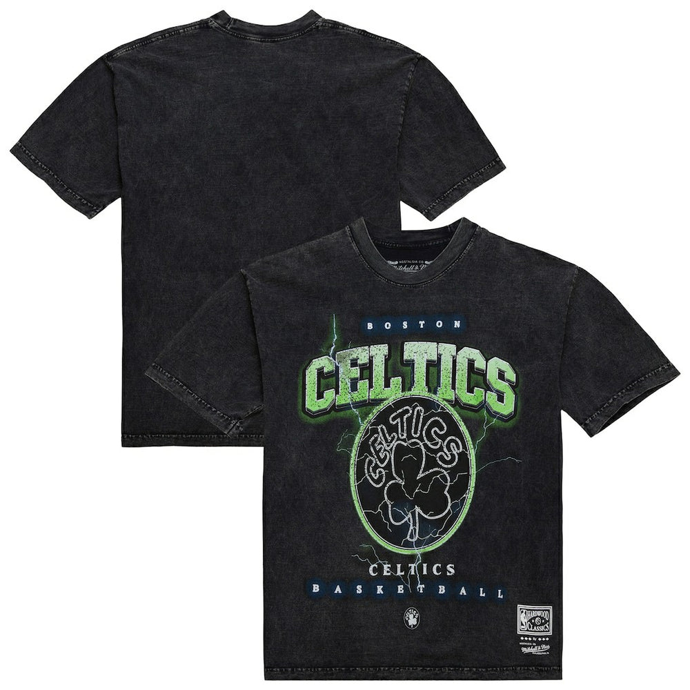 Mitchell & Ness Boston Celtics Unisex Hardwood Classics Vintage Voltage Premium Heavyweight T-Shirt Black