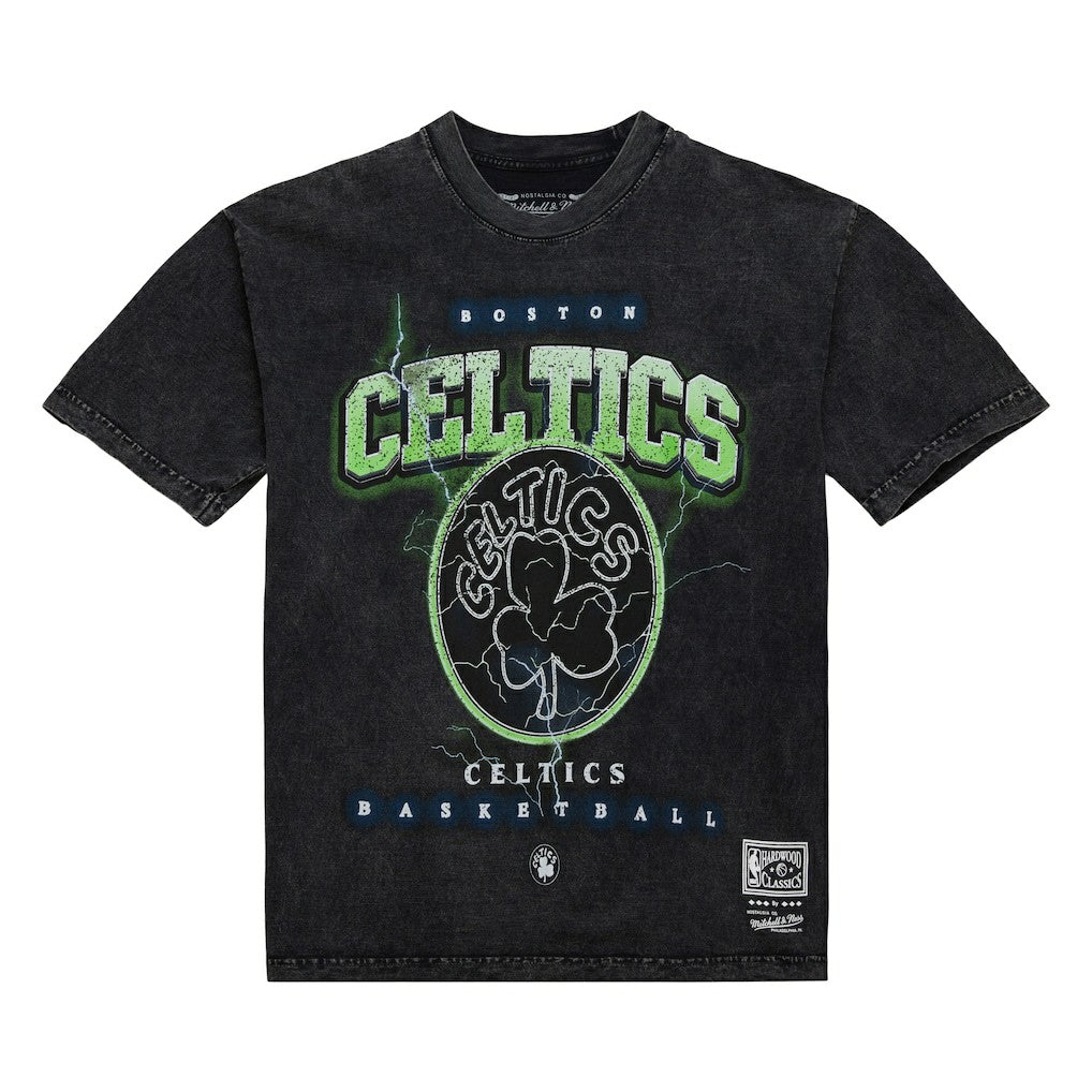 Mitchell & Ness Boston Celtics Unisex Hardwood Classics Vintage Voltage Premium Heavyweight T-Shirt Black