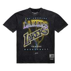 Mitchell & Ness Los Angeles Lakers Unisex Hardwood Classics Vintage Voltage Premium Heavyweight T-Shirt Black