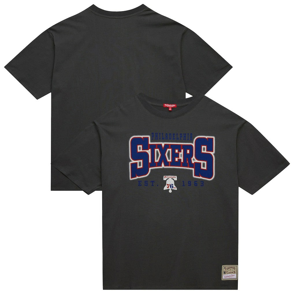 Mitchell & Ness Philadelphia 76ers Women's Hardwood Classics Oversized Boyfriend T-Shirt Charcoal