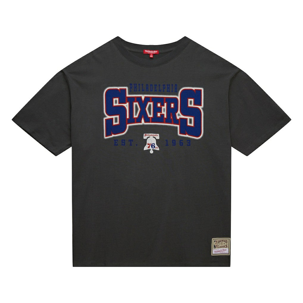 Mitchell & Ness Philadelphia 76ers Women's Hardwood Classics Oversized Boyfriend T-Shirt Charcoal