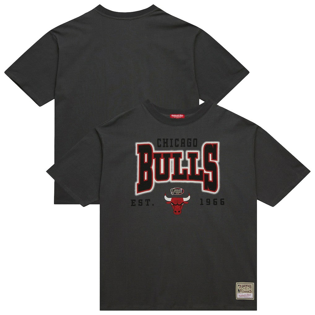 Mitchell & Ness Chicago Bulls Women's Hardwood Classics Oversized Boyfriend T-Shirt Charcoal