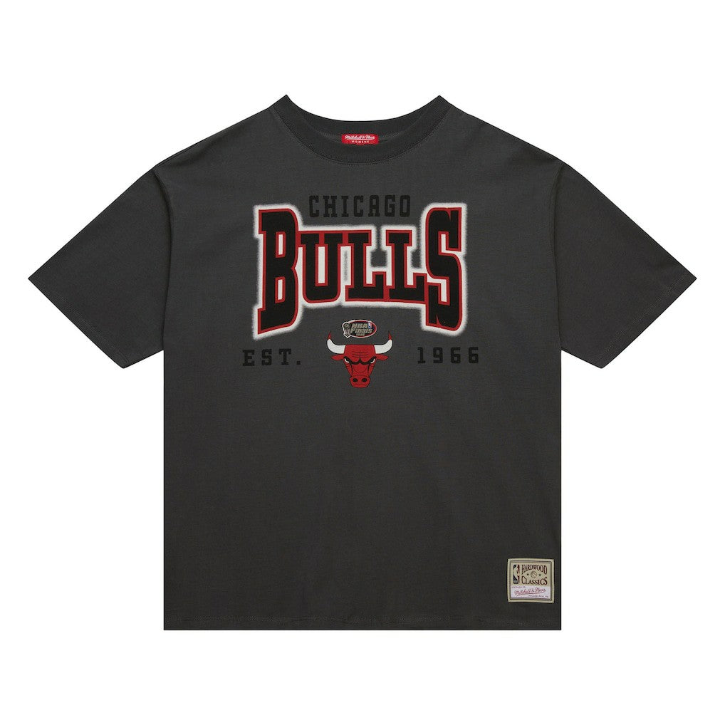 Mitchell & Ness Chicago Bulls Women's Hardwood Classics Oversized Boyfriend T-Shirt Charcoal