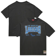 Mitchell & Ness Los Angeles Lakers Women's Hardwood Classics Oversized Boyfriend T-Shirt Charcoal