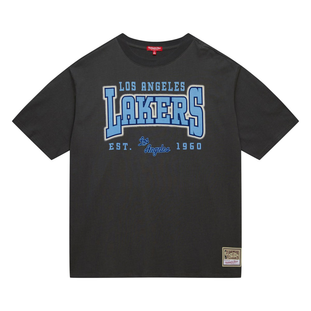 Mitchell & Ness Los Angeles Lakers Women's Hardwood Classics Oversized Boyfriend T-Shirt Charcoal