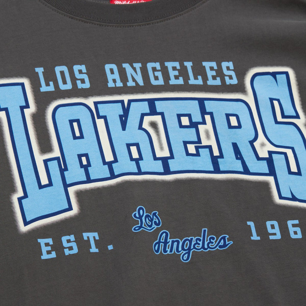 Mitchell & Ness Los Angeles Lakers Women's Hardwood Classics Oversized Boyfriend T-Shirt Charcoal