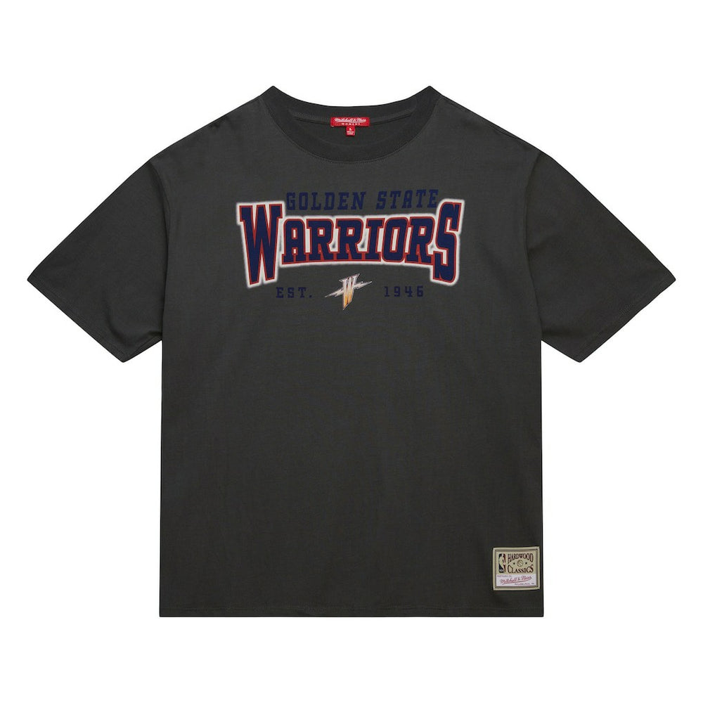Mitchell & Ness Golden State Warriors Women's Hardwood Classics Oversized Boyfriend T-Shirt Charcoal