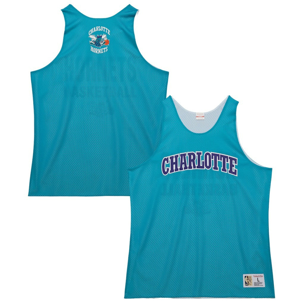 Mitchell & Ness Charlotte Hornets Hardwood Classics Reversible Mesh Practice Jersey Teal/White