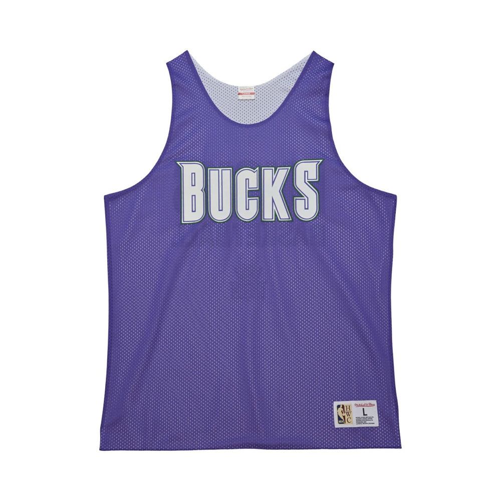 Mitchell & Ness Milwaukee Bucks Hardwood Classics Reversible Mesh Practice Jersey Purple/White