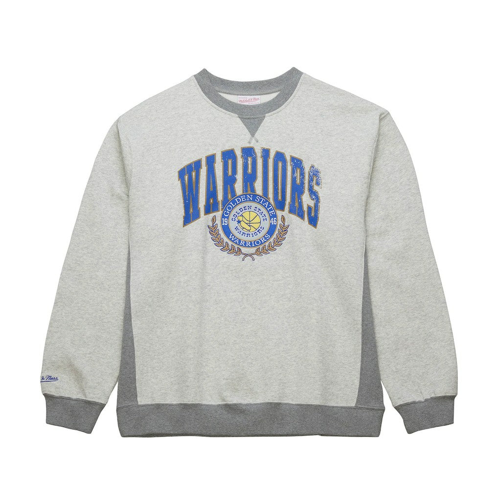 Mitchell & Ness Golden State Warriors Vintage Logo Pullover Sweatshirt Heather Gray