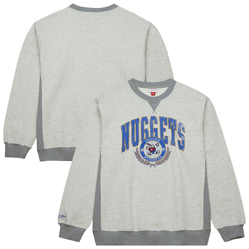 Mitchell & Ness Denver Nuggets Vintage Logo Pullover Sweatshirt Heather Gray