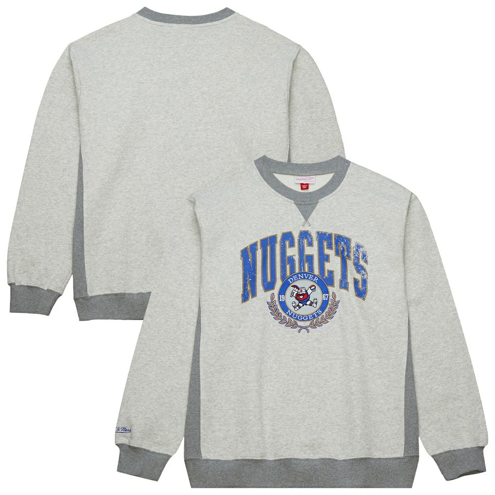 Mitchell & Ness Denver Nuggets Vintage Logo Pullover Sweatshirt Heather Gray
