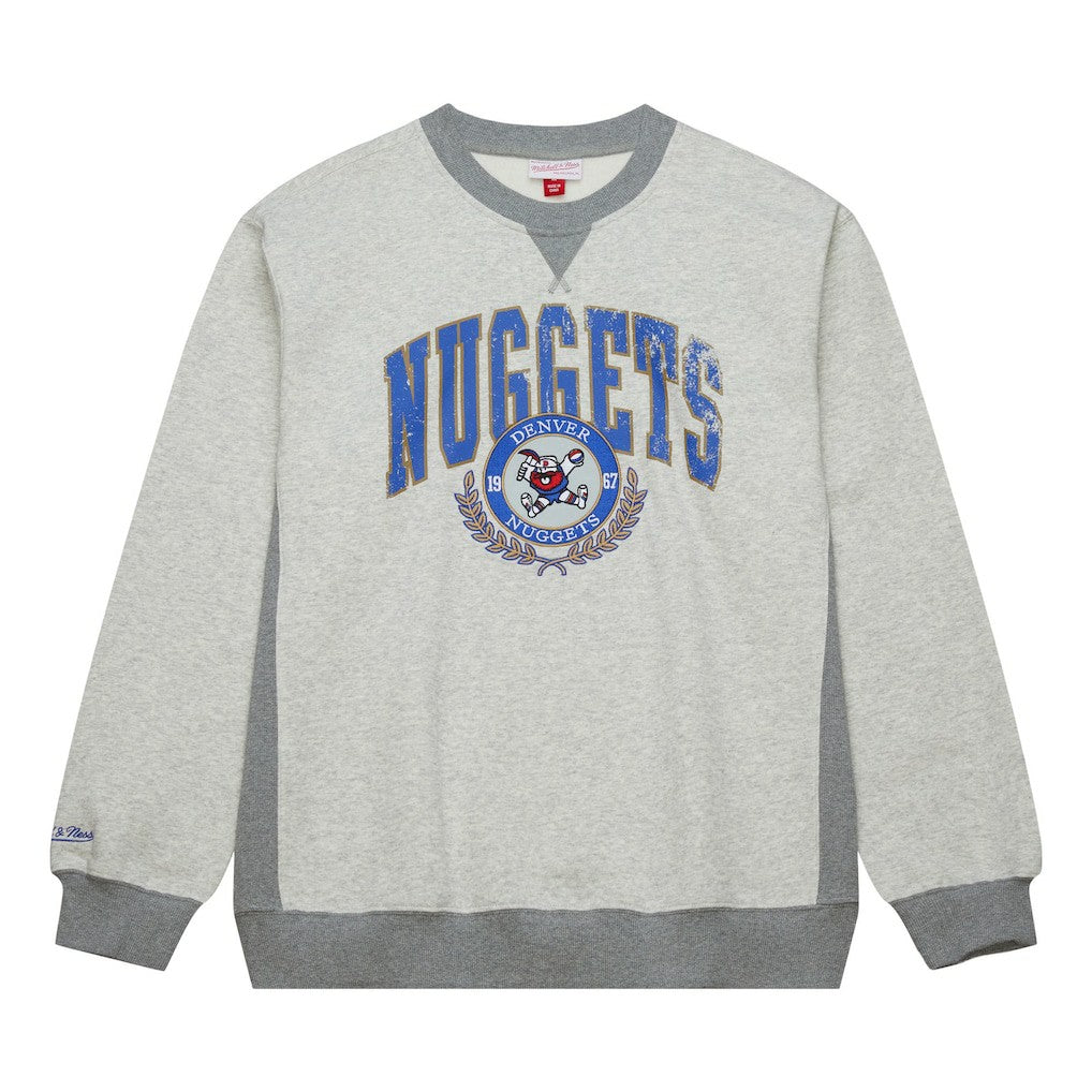 Mitchell & Ness Denver Nuggets Vintage Logo Pullover Sweatshirt Heather Gray