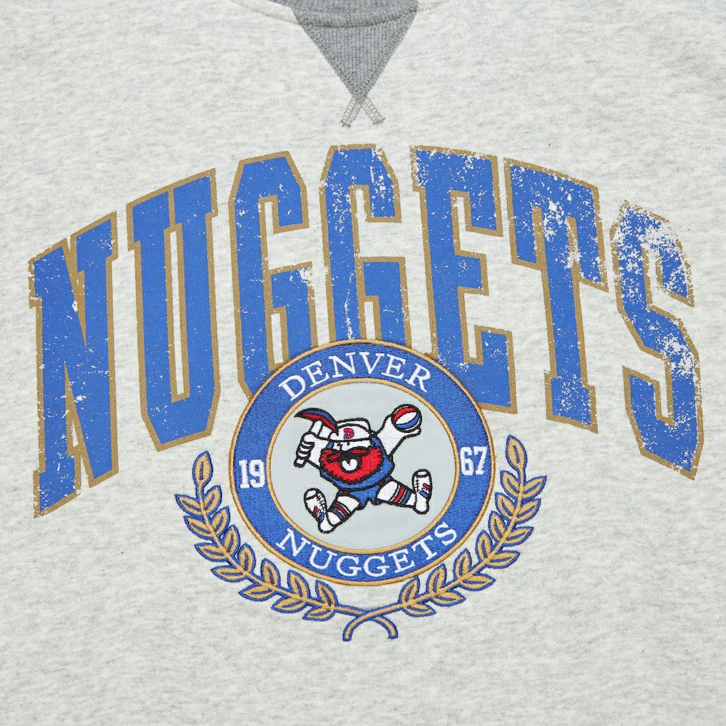 Mitchell & Ness Denver Nuggets Vintage Logo Pullover Sweatshirt Heather Gray