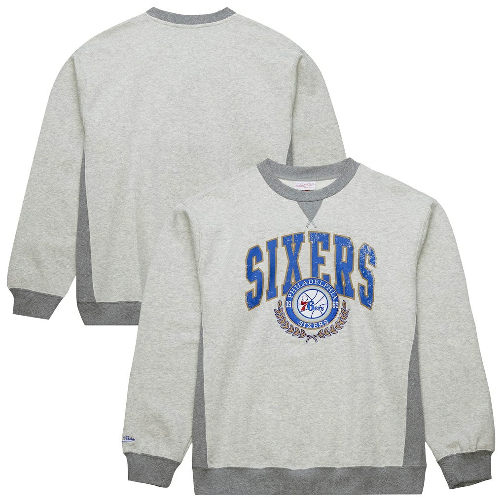 Mitchell & Ness Philadelphia 76ers Vintage Logo Pullover Sweatshirt Heather Gray