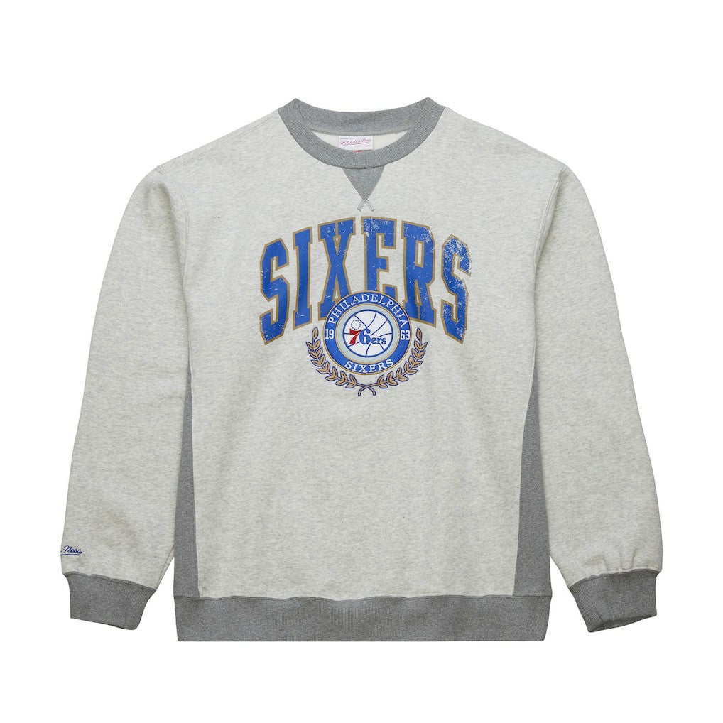 Mitchell & Ness Philadelphia 76ers Vintage Logo Pullover Sweatshirt Heather Gray