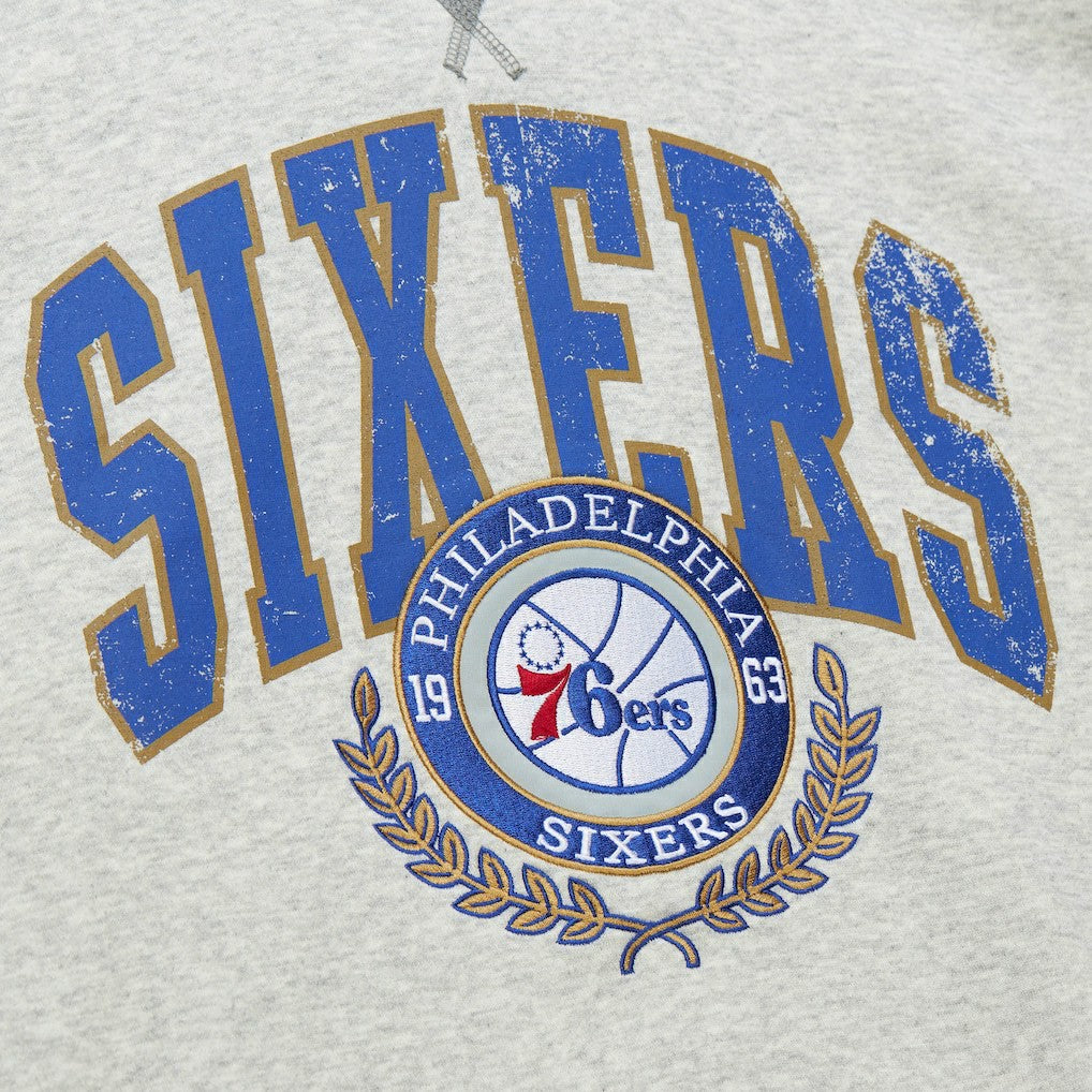 Mitchell & Ness Philadelphia 76ers Vintage Logo Pullover Sweatshirt Heather Gray