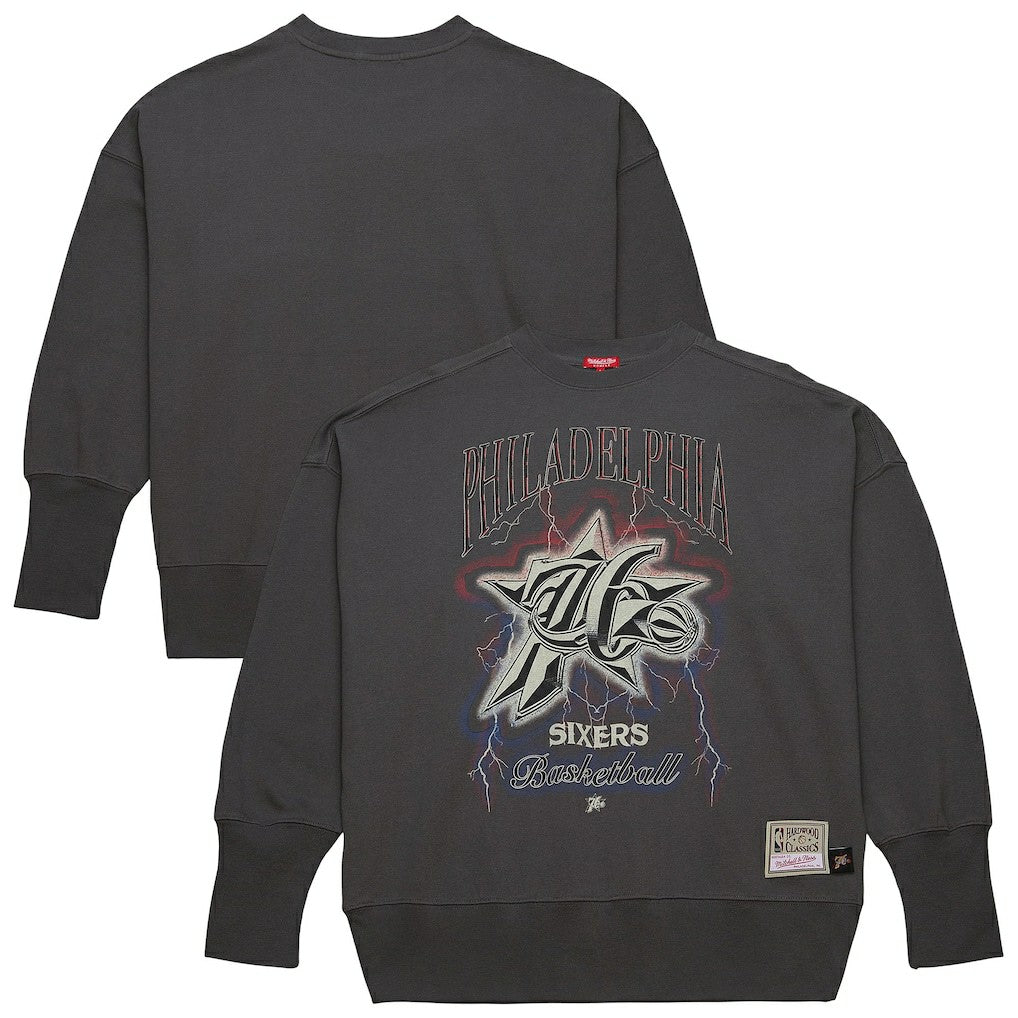 Mitchell & Ness Philadelphia 76ers Women's Hardwood Classics Lightweight Pullover Sweatshirt Charcoal