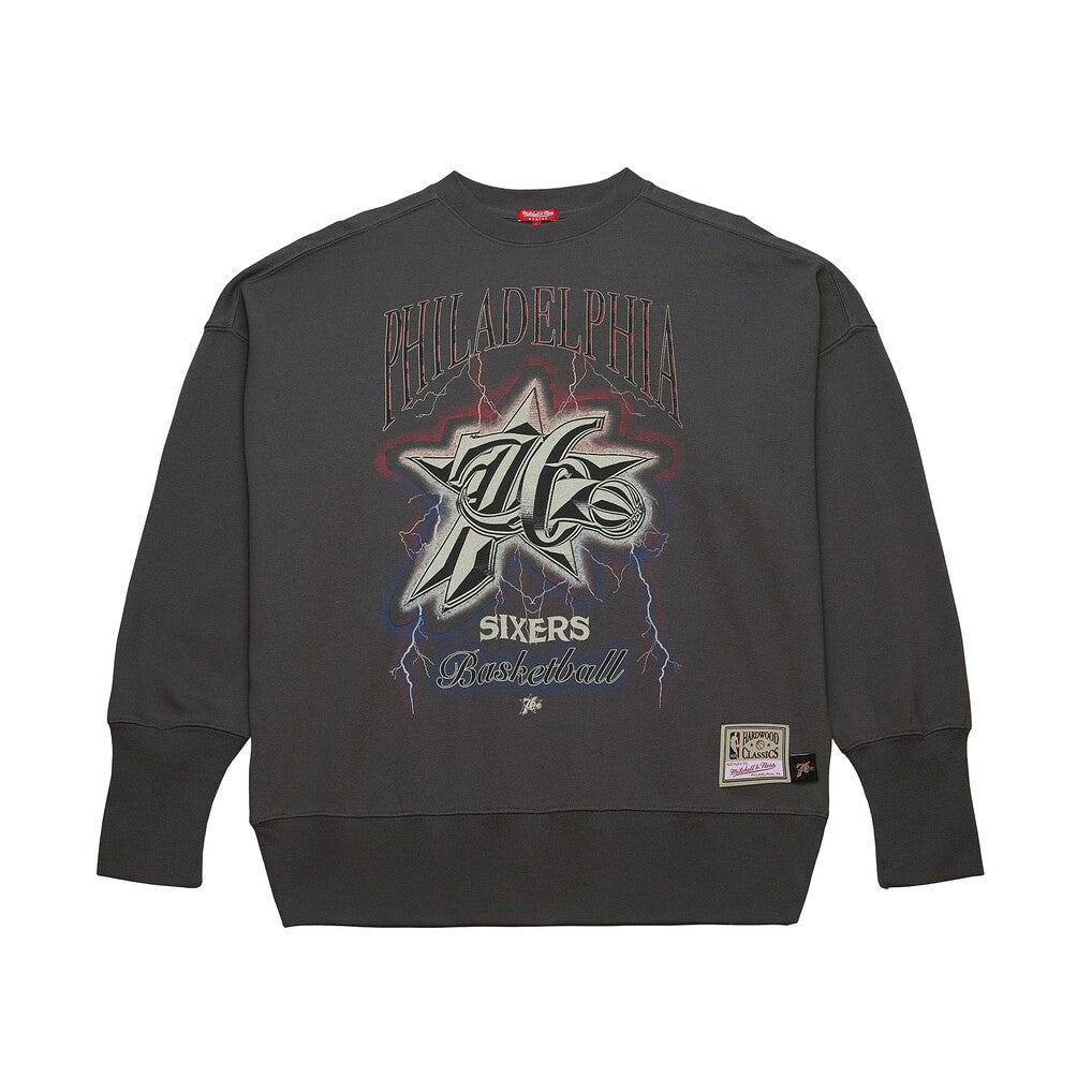 Mitchell & Ness Philadelphia 76ers Women's Hardwood Classics Lightweight Pullover Sweatshirt Charcoal