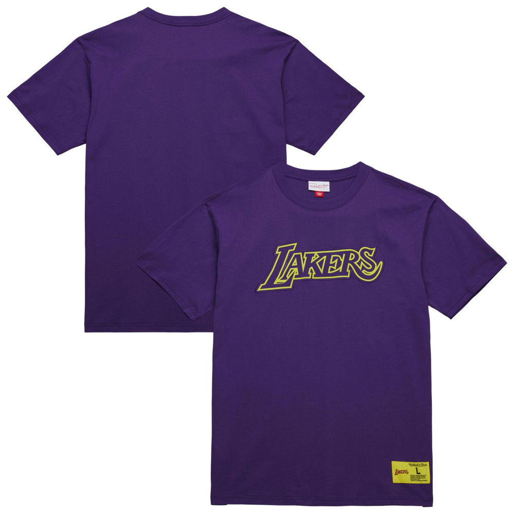Mitchell & Ness Los Angeles Lakers Hardwood Classics Neon Nights Premium T-Shirt Purple