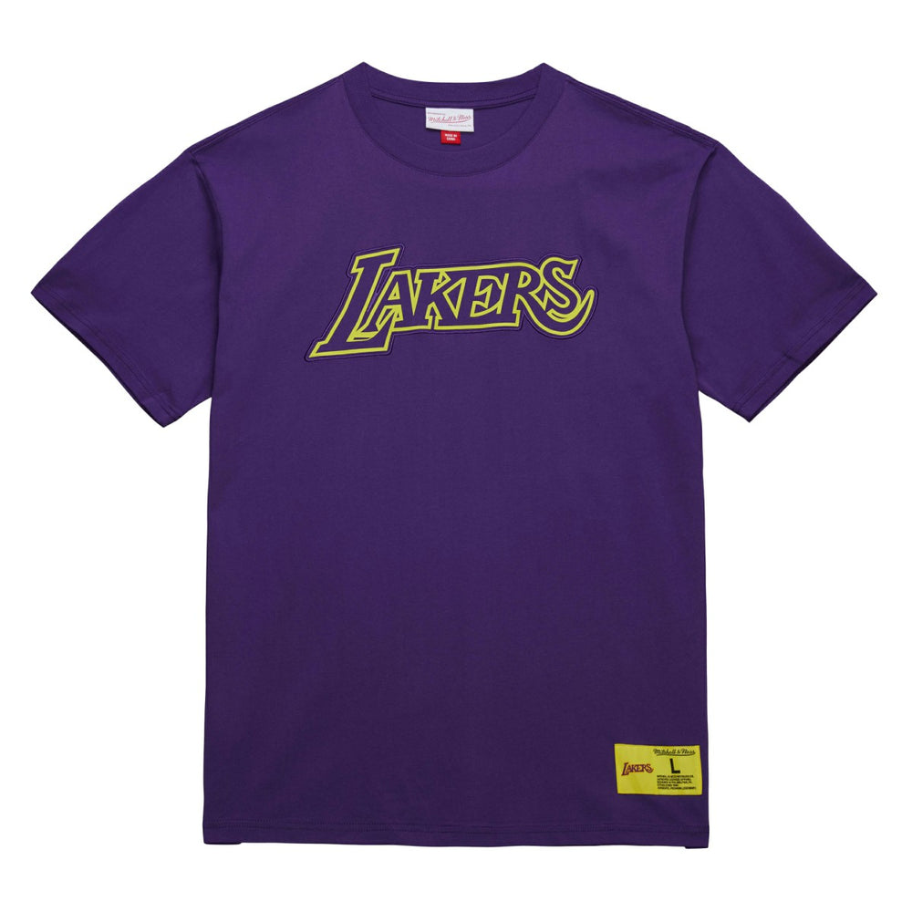 Mitchell & Ness Los Angeles Lakers Hardwood Classics Neon Nights Premium T-Shirt Purple