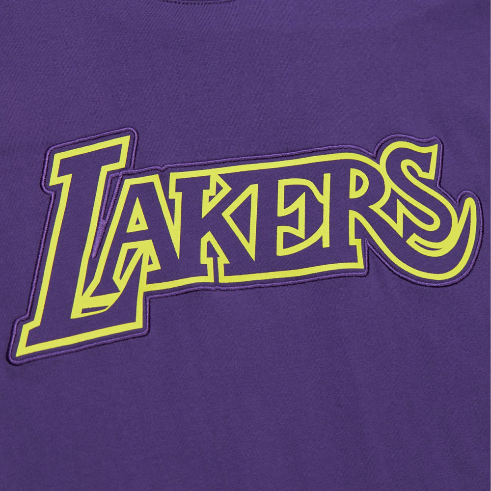 Mitchell & Ness Los Angeles Lakers Hardwood Classics Neon Nights Premium T-Shirt Purple