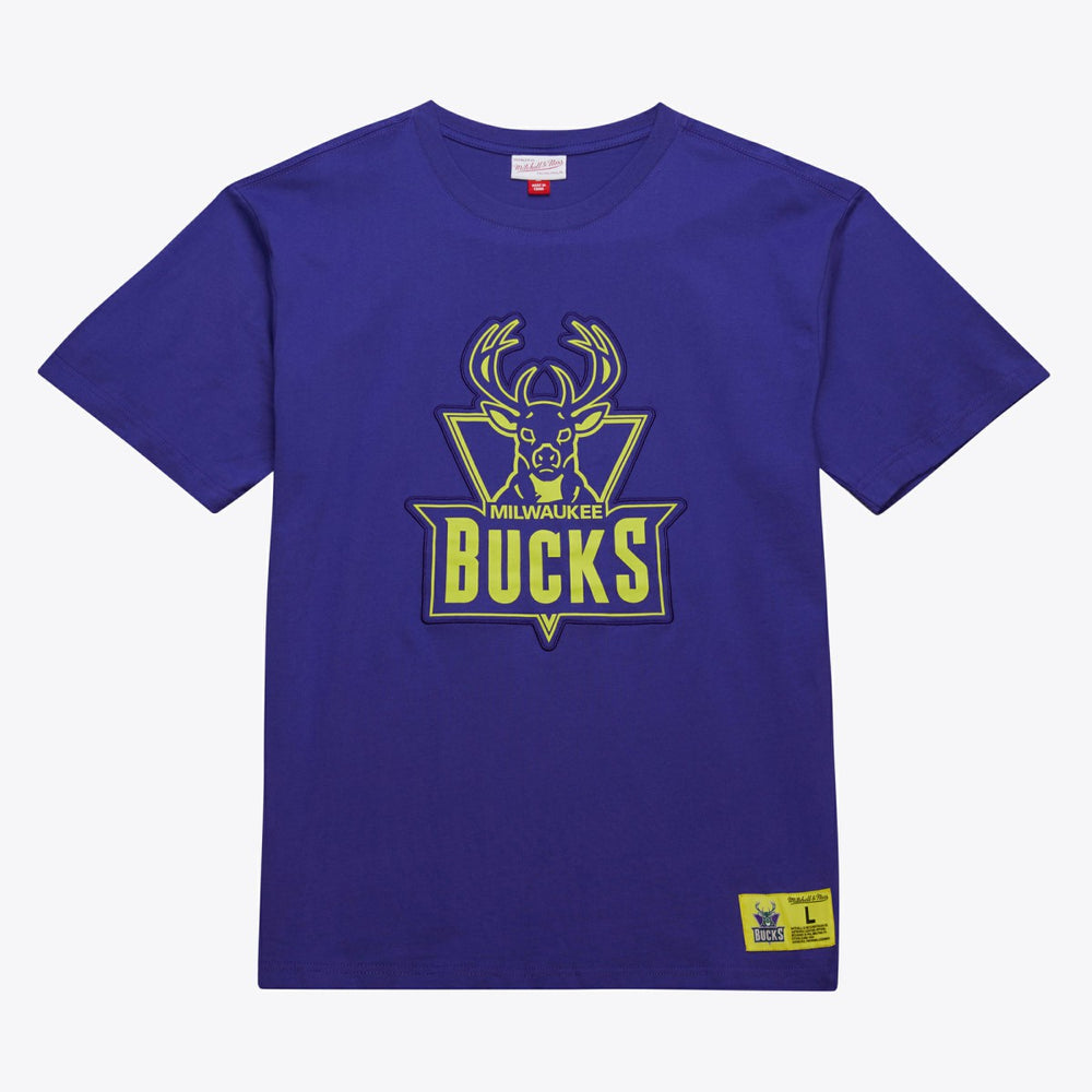 Mitchell & Ness Milwaukee Bucks Hardwood Classics Neon Nights Premium T-Shirt Purple