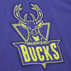 Mitchell & Ness Milwaukee Bucks Hardwood Classics Neon Nights Premium T-Shirt Purple