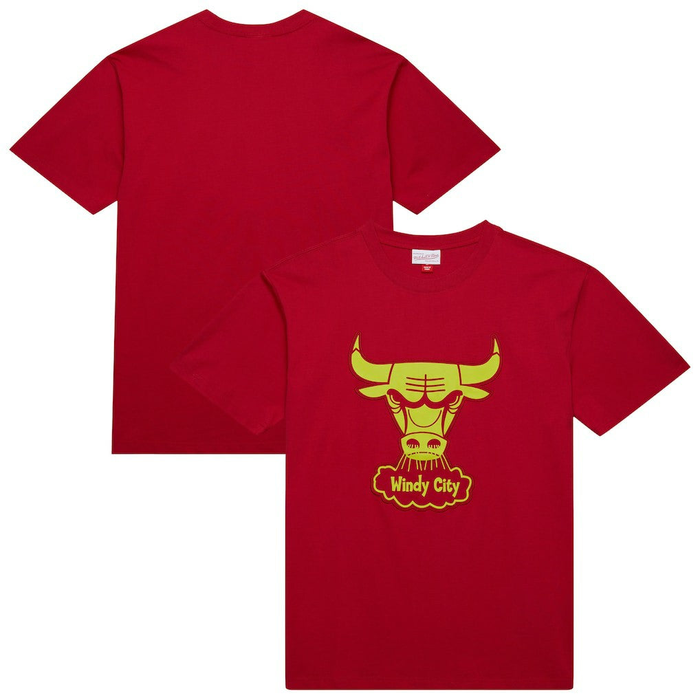 Mitchell & Ness Chicago Bulls Hardwood Classics Neon Nights Premium T-Shirt Red