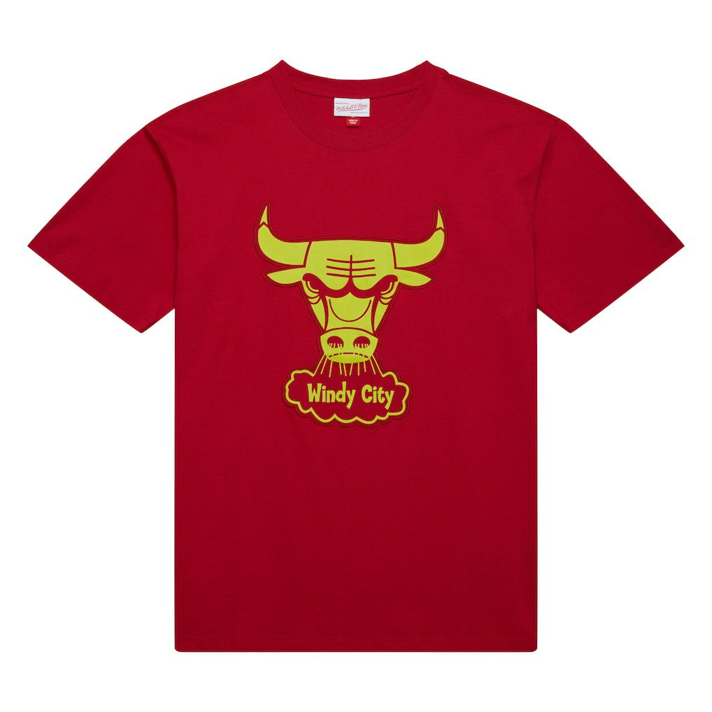 Mitchell & Ness Chicago Bulls Hardwood Classics Neon Nights Premium T-Shirt Red