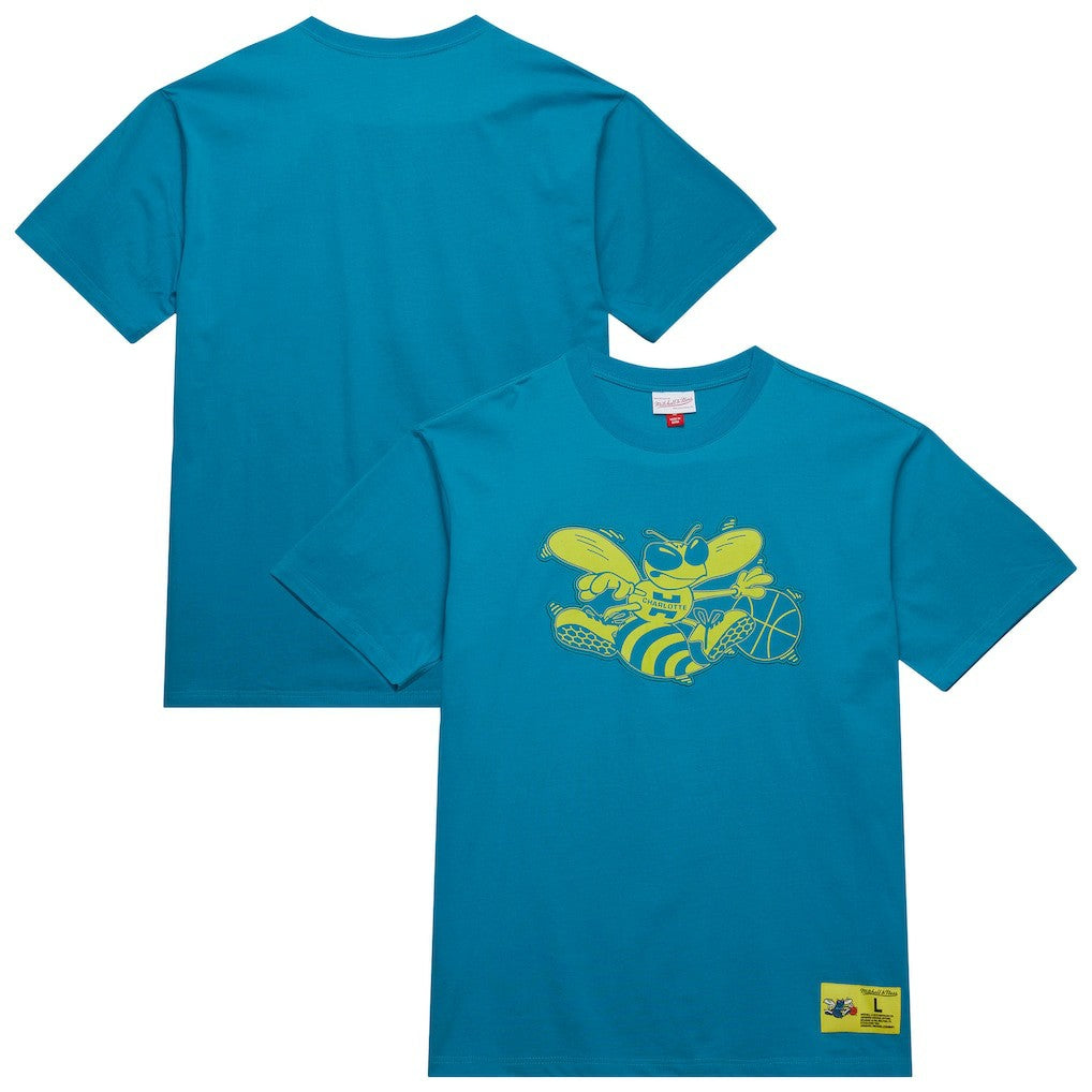 Mitchell & Ness Charlotte Hornets Hardwood Classics Neon Nights Premium T-Shirt Teal
