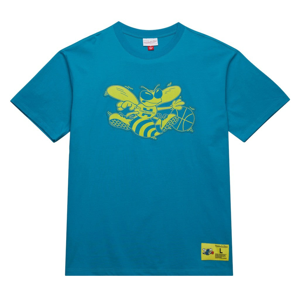 Mitchell & Ness Charlotte Hornets Hardwood Classics Neon Nights Premium T-Shirt Teal