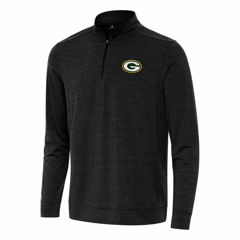 Green Bay Packers Antigua Bright Quarter-Zip Top - Heather Black - NFL