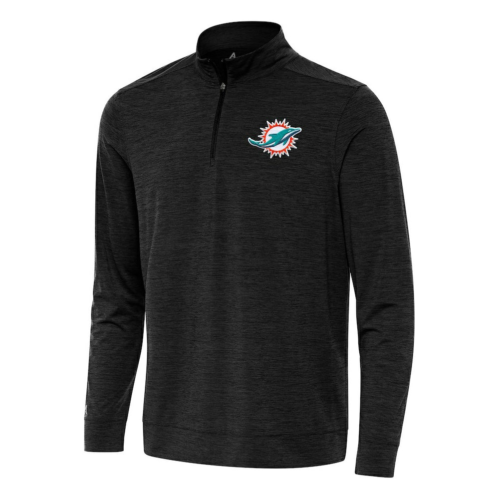Miami Dolphins Antigua Bright Quarter-Zip Top - Heather Black - NFL
