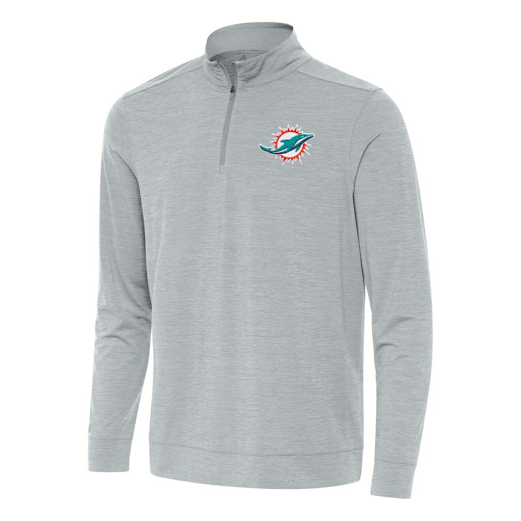 Miami Dolphins Antigua Bright Quarter-Zip Top - Heather Gray - NFL