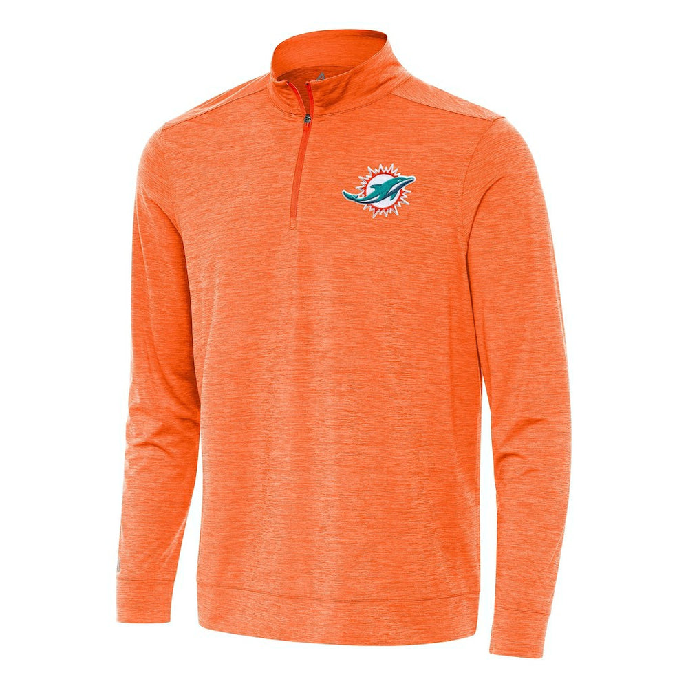 Miami Dolphins Antigua Bright Quarter-Zip Top - Heather Orange - NFL