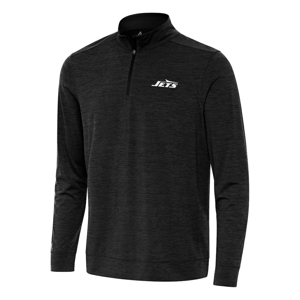 New York Jets Antigua Bright Quarter-Zip Top - Heather Black - NFL