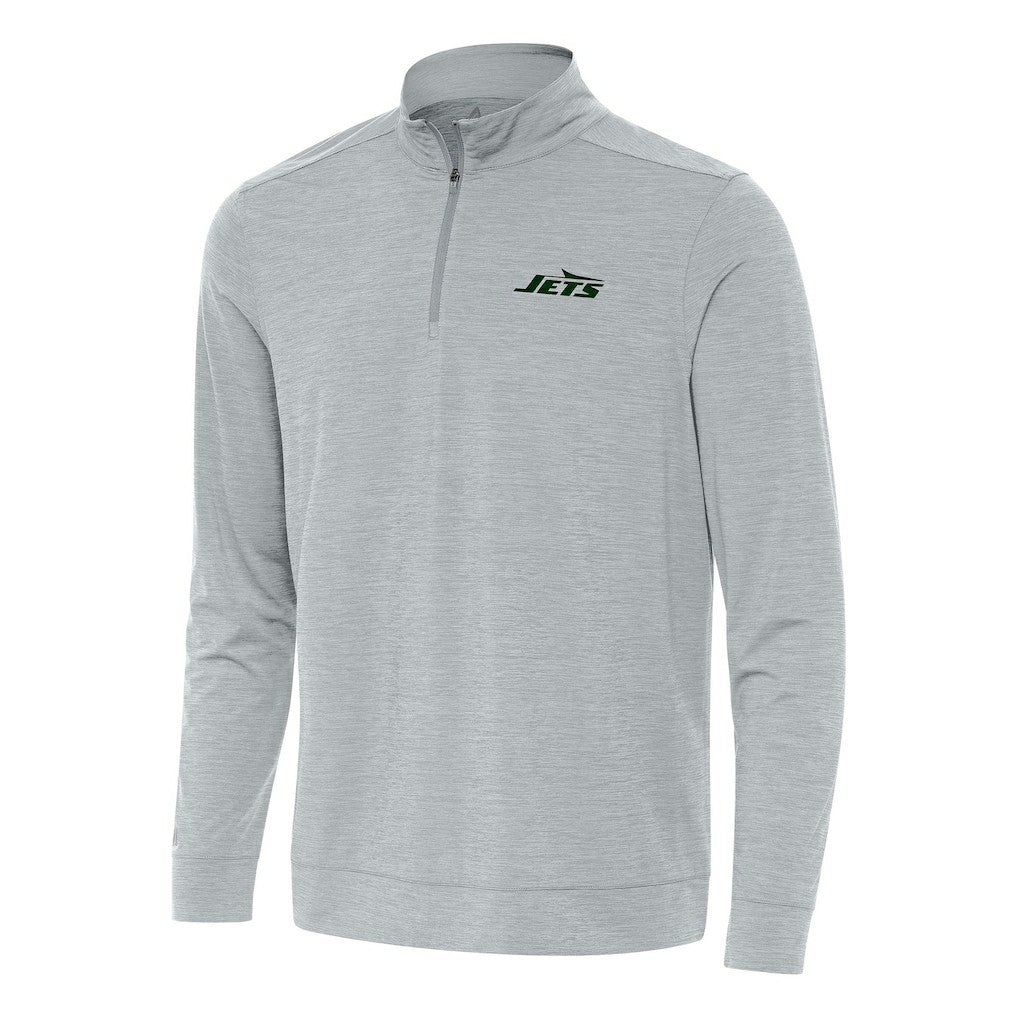 New York Jets Antigua Bright Quarter-Zip Top - Heather Gray - NFL