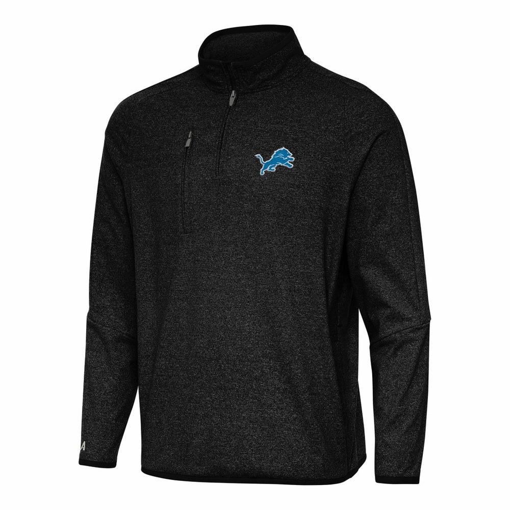 Detroit Lions Antigua Certain Tri-Blend Quarter-Zip Top - Heather Black - NFL