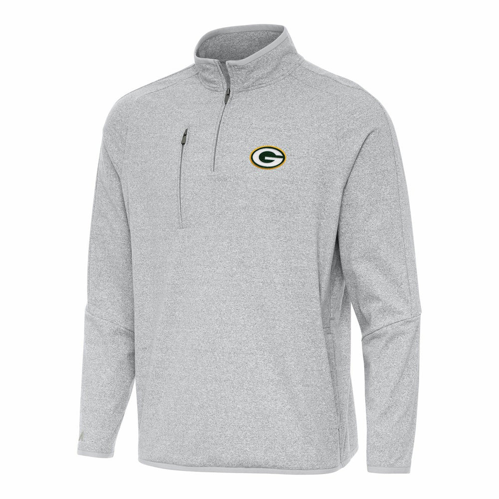 Green Bay Packers Antigua Certain Tri-Blend Quarter-Zip Top - Heather Gray - NFL