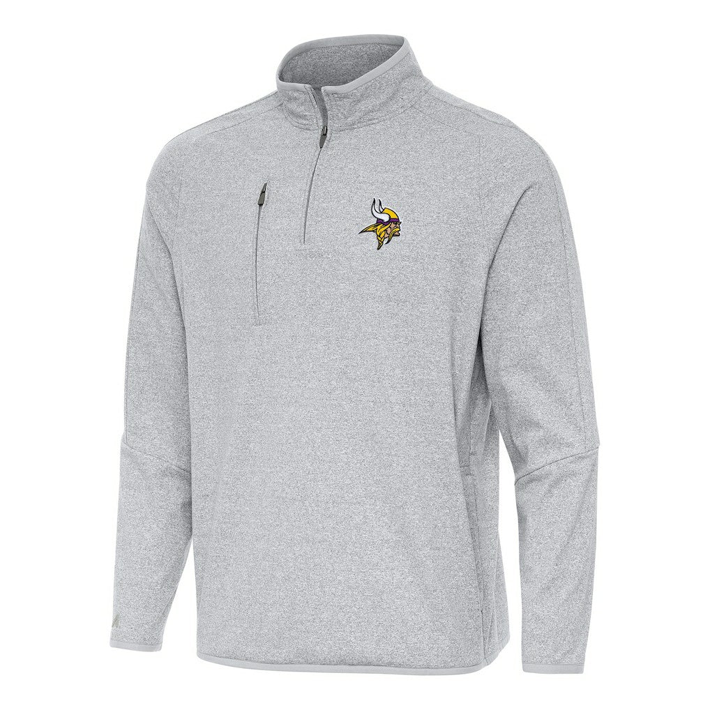 Minnesota Vikings Antigua Certain Tri-Blend Quarter-Zip Top - Heather Gray - NFL
