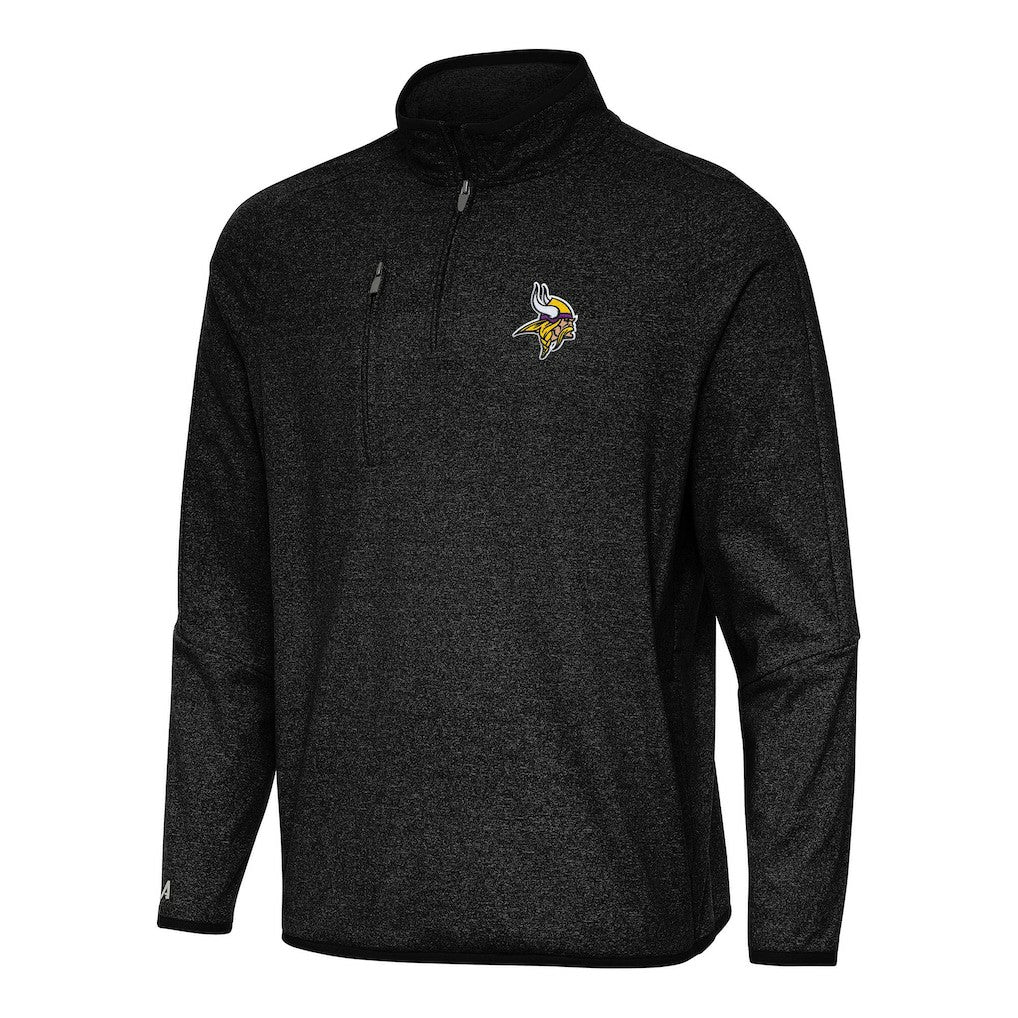 Minnesota Vikings Antigua Certain Tri-Blend Quarter-Zip Top - Heather Black - NFL