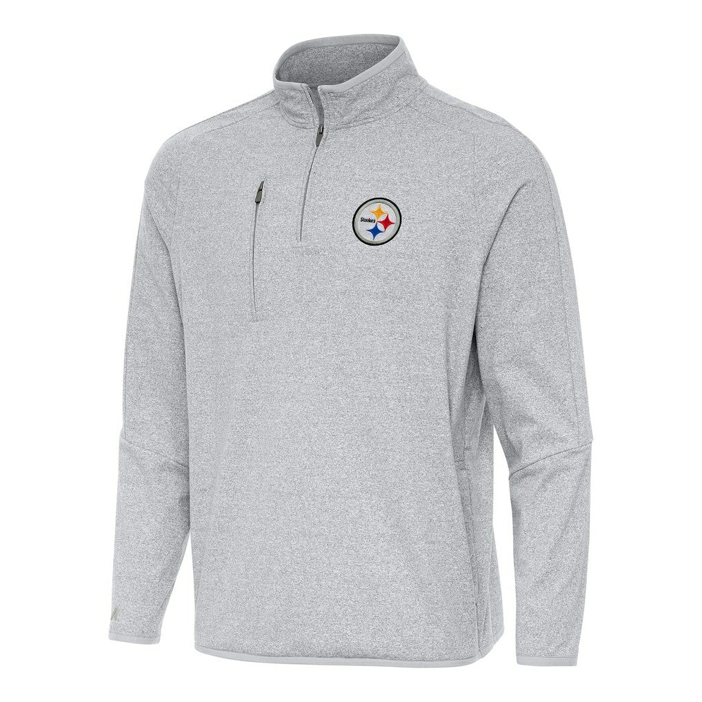 Pittsburgh Steelers Antigua Certain Tri-Blend Quarter-Zip Top - Heather Gray - NFL