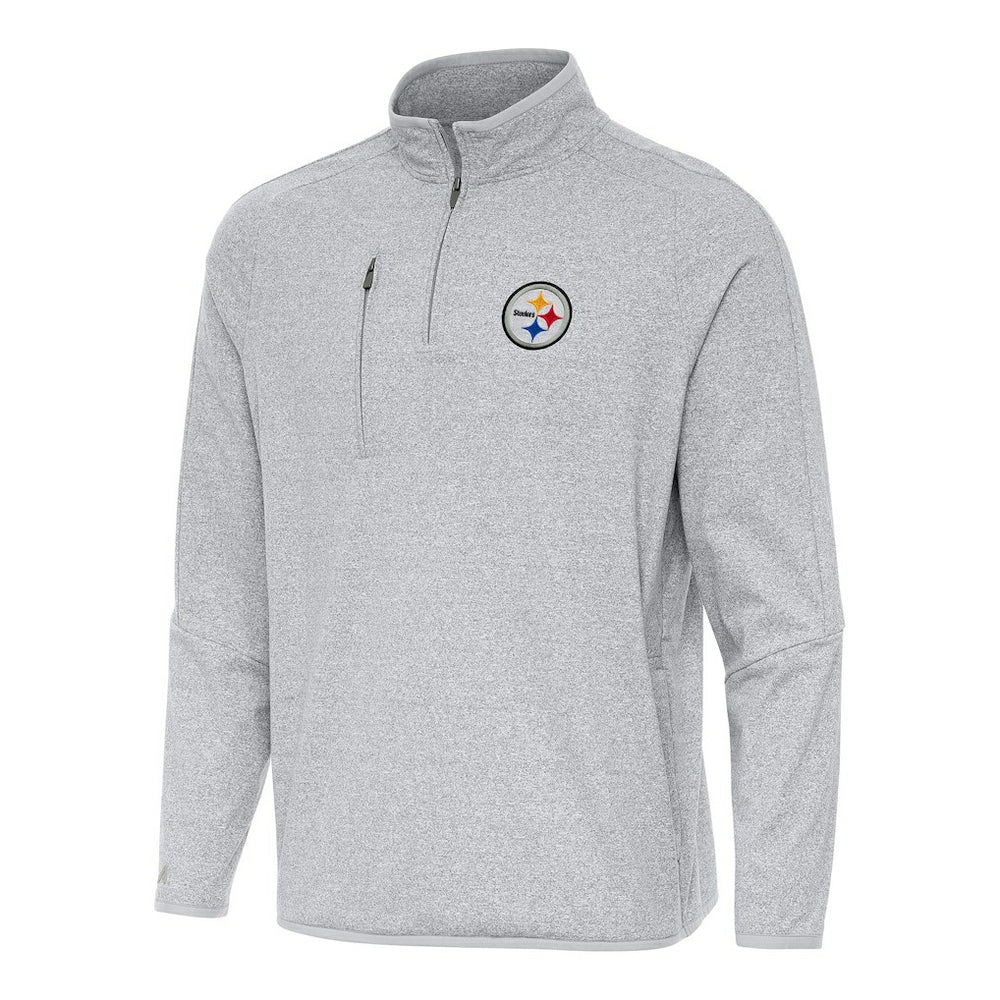 Pittsburgh Steelers Antigua Certain Tri-Blend Quarter-Zip Top - Heather Gray - NFL