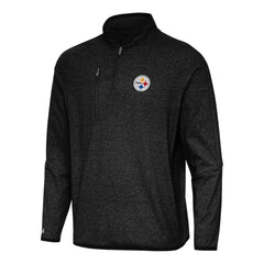 Pittsburgh Steelers Antigua Certain Tri-Blend Quarter-Zip Top - Heather Black - NFL
