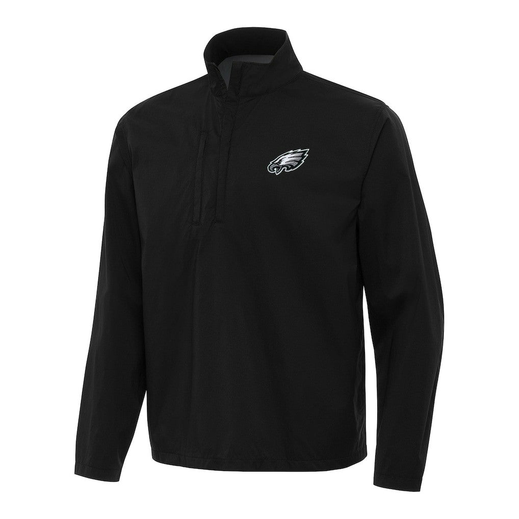Philadelphia Eagles Antigua Brisk Quarter-Zip Pullover Jacket - Black - NFL