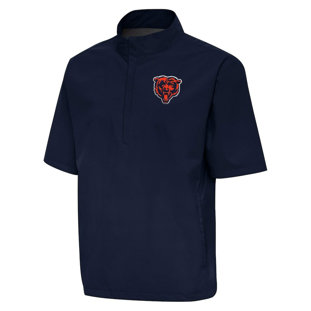 Chicago Bears Antigua Brisk Short Sleeve Quarter-Zip Windshirt - Navy - NFL