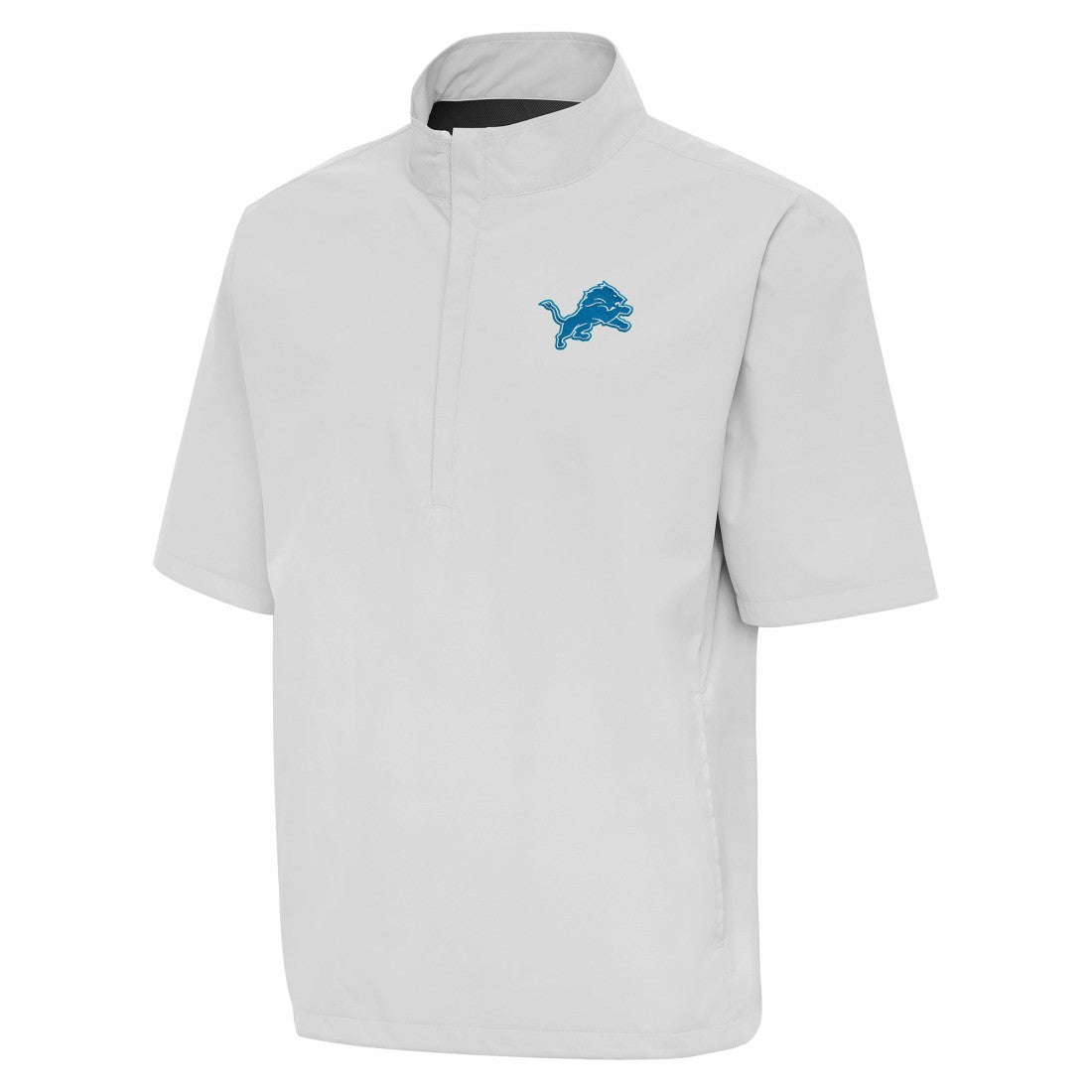 Detroit Lions Antigua Brisk Short Sleeve Quarter-Zip Windshirt - Heather Gray - NFL