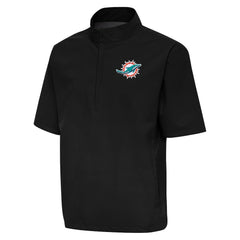 Miami Dolphins Antigua Brisk Short Sleeve Quarter-Zip Windshirt - Black - NFL
